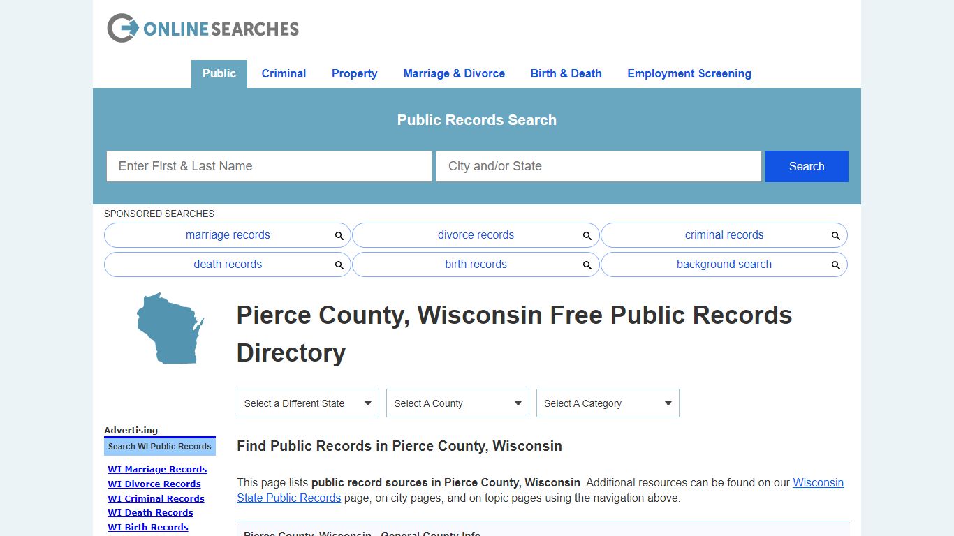 Pierce County, Wisconsin Public Records Directory